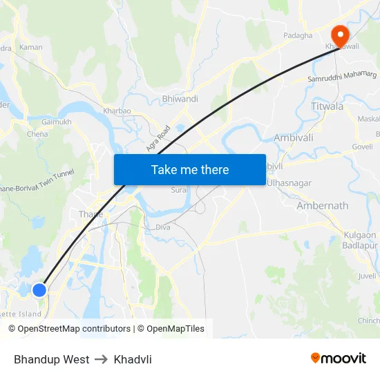 Bhandup West to Khadvli map
