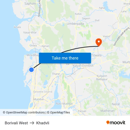 Borivali West to Khadvli map
