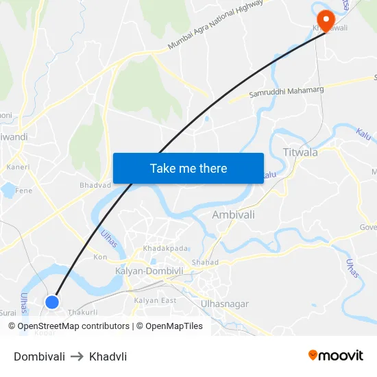 Dombivali to Khadvli map
