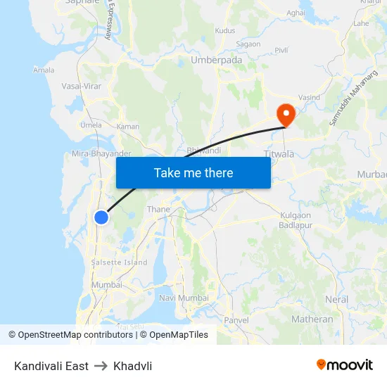 Kandivali East to Khadvli map