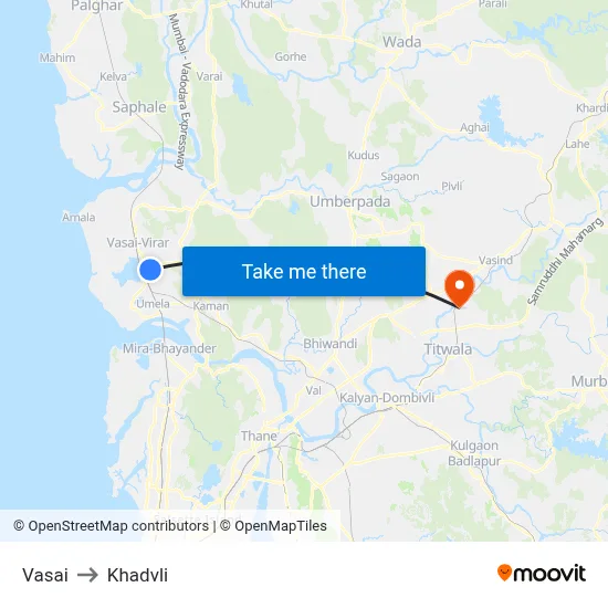 Vasai to Khadvli map