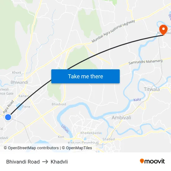 Bhivandi Road to Khadvli map