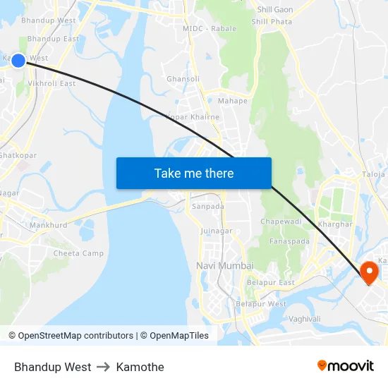 Bhandup West to Kamothe map