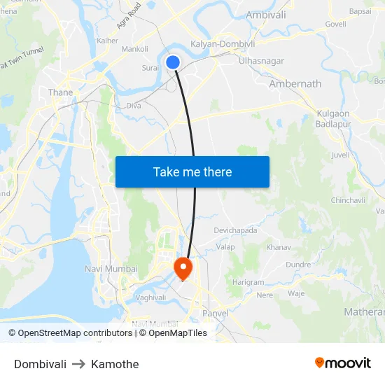 Dombivali to Kamothe map
