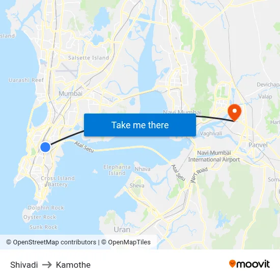 Shivadi to Kamothe map