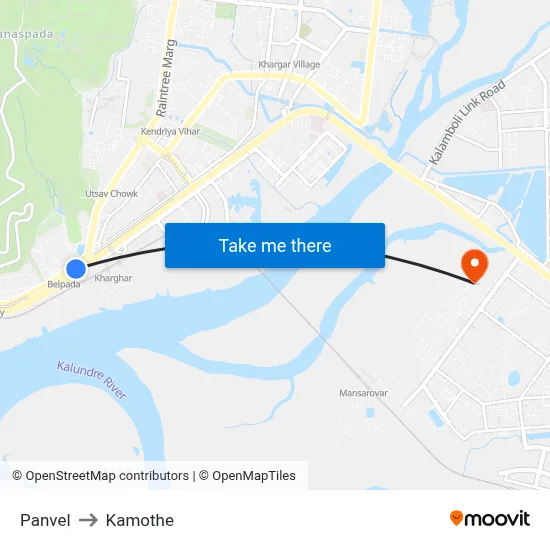Panvel to Kamothe map