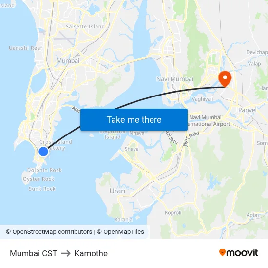 Mumbai CST to Kamothe map