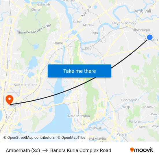 Ambernath (Sc) to Bandra Kurla Complex Road map