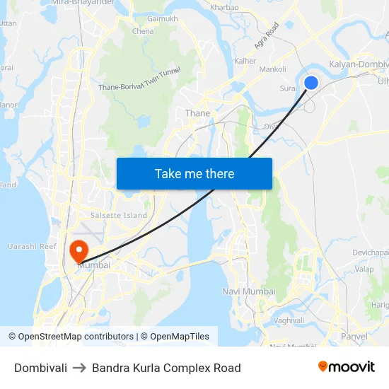 Dombivali to Bandra Kurla Complex Road map