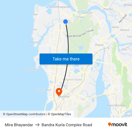 Mira Bhayandar to Bandra Kurla Complex Road map