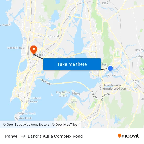 पनवेल to बांद्रा कुर्ला कॉम्प्लेक्स रोड map