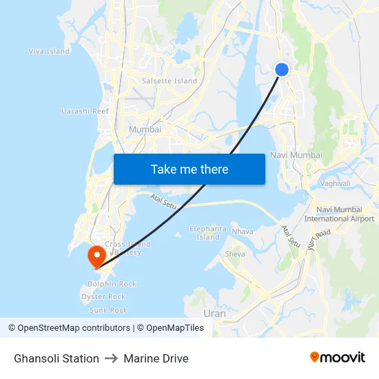 Ghansoli Station to Marine Drive map