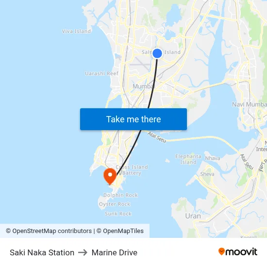 Saki Naka Station to Marine Drive map