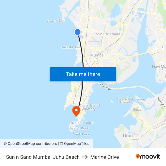 Sun n Sand Mumbai Juhu Beach to Marine Drive map
