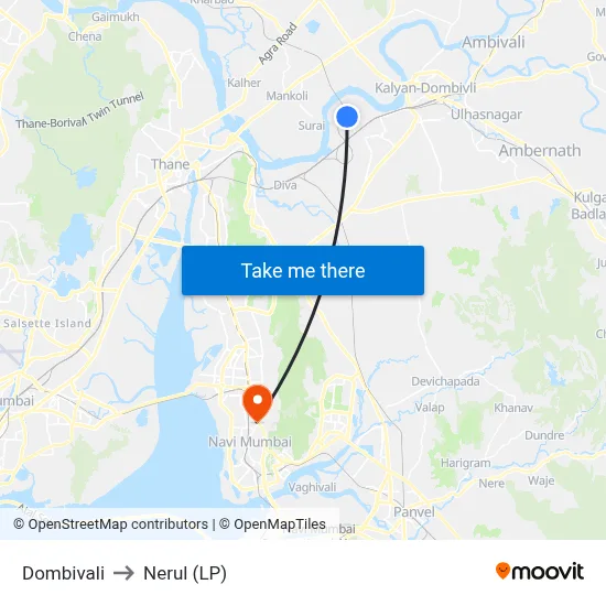 Dombivali to Nerul (LP) map