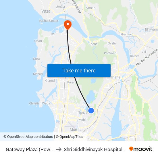 Gateway Plaza to Shri Siddhivinayak Hospital-ER map