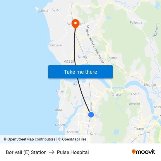 Borivali (E) Station to Pulse Hospital map