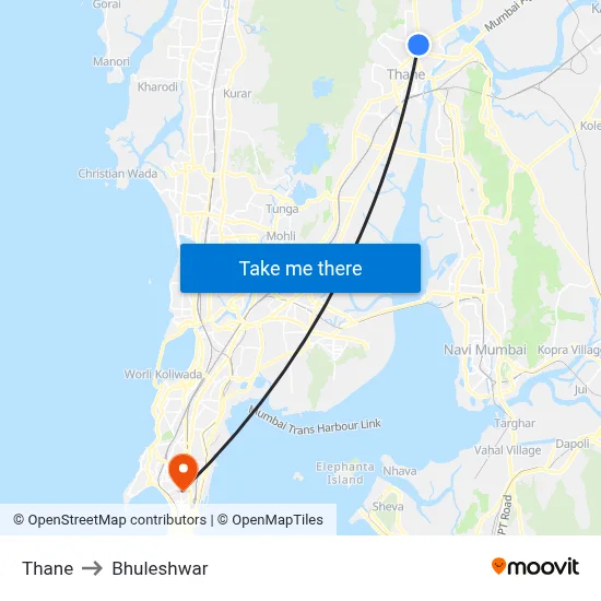 Thane to Bhuleshwar map