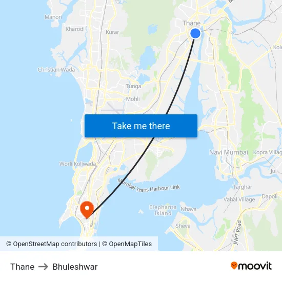 Thane to Bhuleshwar map