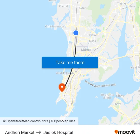 Andheri Market to Jaslok Hospital map