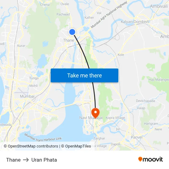 Thane to Uran Phata map