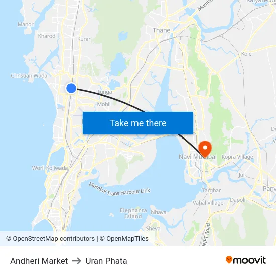 Andheri Market to Uran Phata map