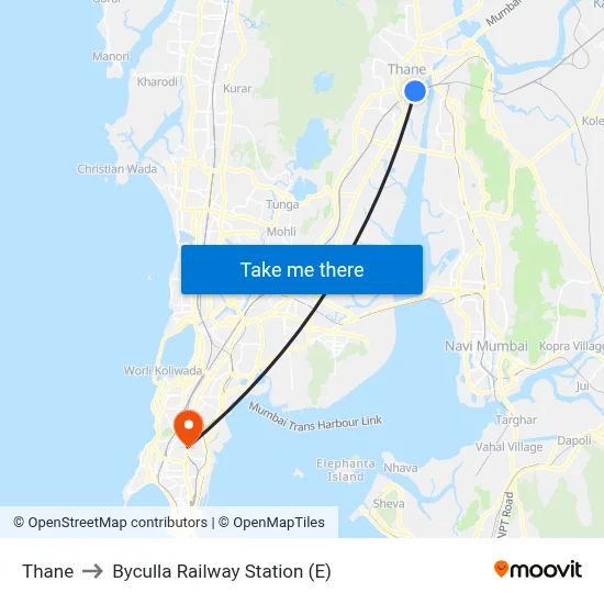 Thane to Byculla Railway Station (E) map