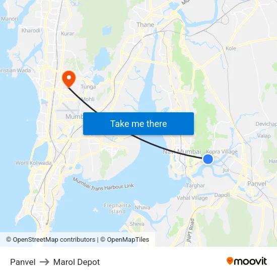 Panvel to Marol Depot map