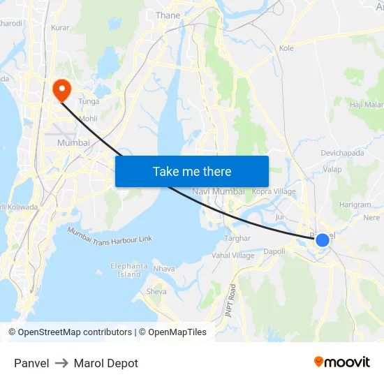 Panvel to Marol Depot map