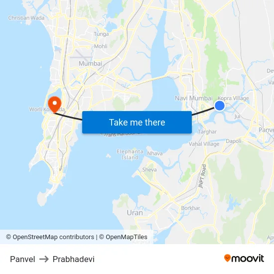 Panvel to Prabhadevi map