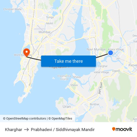 Kharghar to Prabhadevi / Siddhivnayak Mandir map