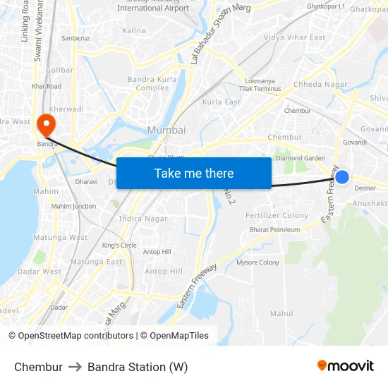 Chembur to Bandra Station (W) map