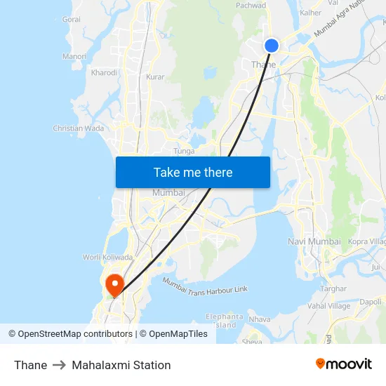 Thane to Mahalaxmi Station map