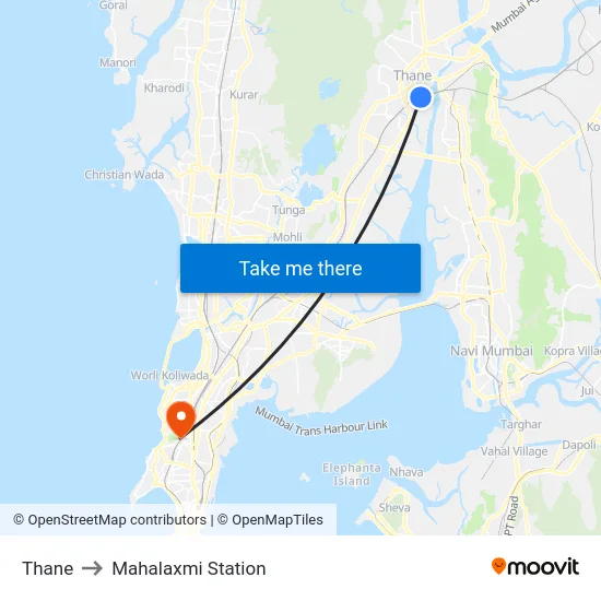 Thane to Mahalaxmi Station map