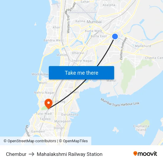Chembur to Mahalakshmi Railway Station map