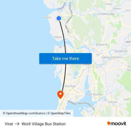 Virar to Worli Village Bus Station map