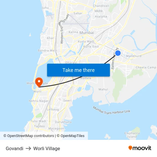 Govandi to Worli Village map