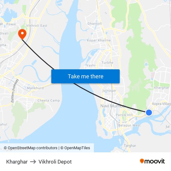 Kharghar to Vikhroli Depot map