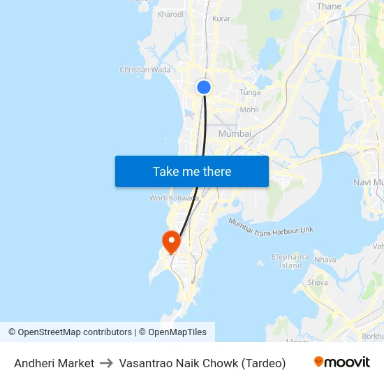 Andheri Market to Vasantrao Naik Chowk (Tardeo) map