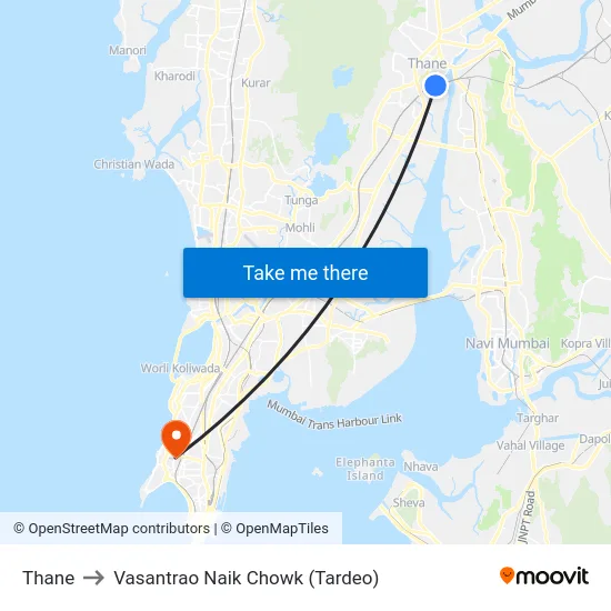 Thane to Vasantrao Naik Chowk (Tardeo) map