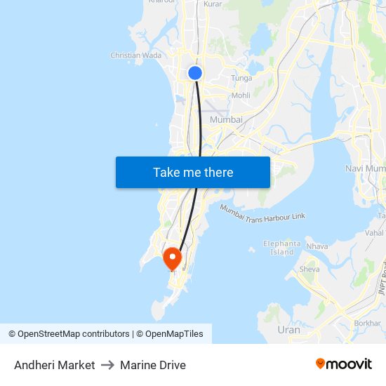 Andheri Market to Marine Drive map