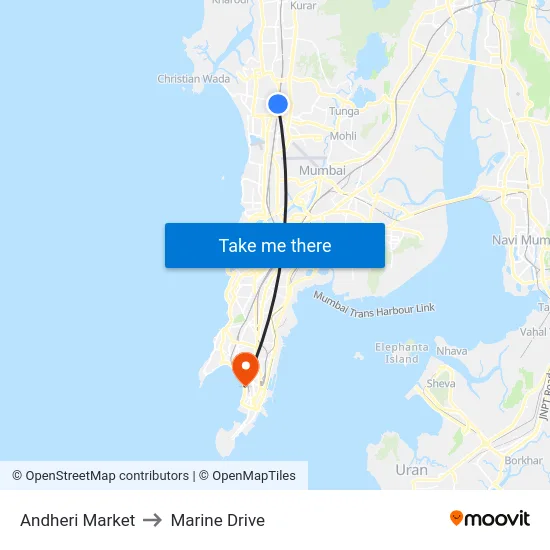 Andheri Market to Marine Drive map