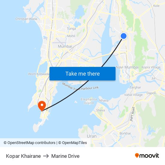 Kopar Khairane to Marine Drive map