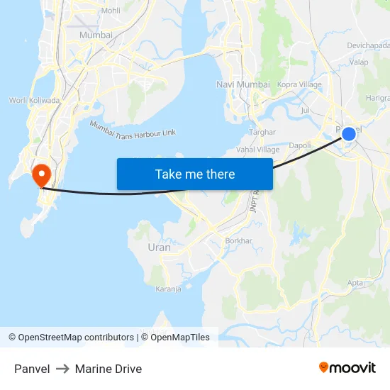 Panvel to Marine Drive map