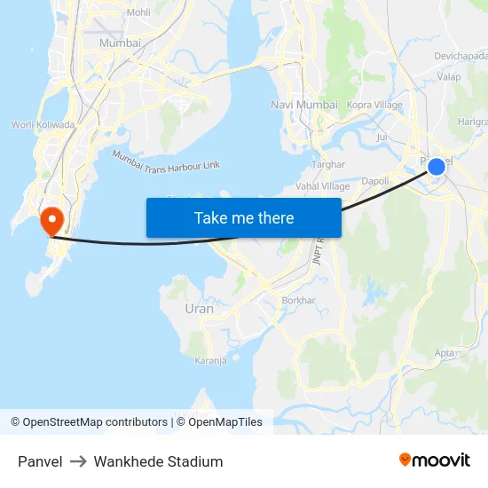 Panvel to Wankhede Stadium map