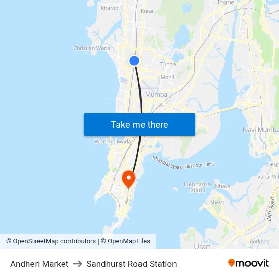 Andheri Market to Sandhurst Road Station map