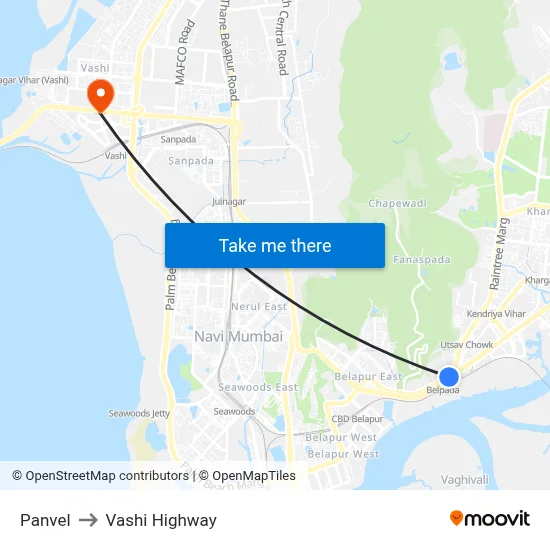 Panvel to Vashi Highway map