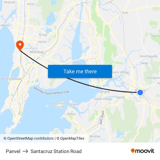 Panvel to Santacruz Station Road with public transportation