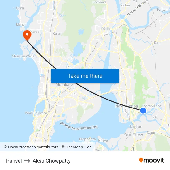 Panvel to Aksa Chowpatty map