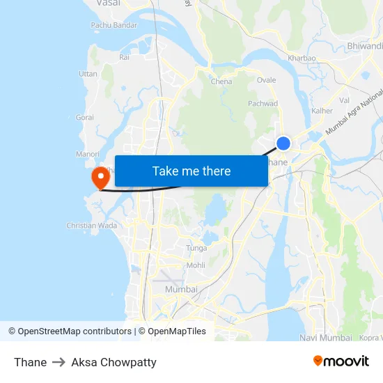 Thane to Aksa Chowpatty map